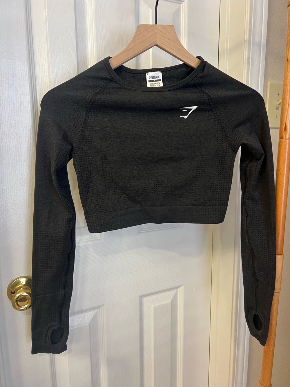 Gymshark Charcoal Grey Long-Sleeve Cropped Seamless Top